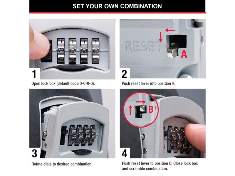 5400E Portable Shackled Combination Key Lock Box (Up To 3 Keys)