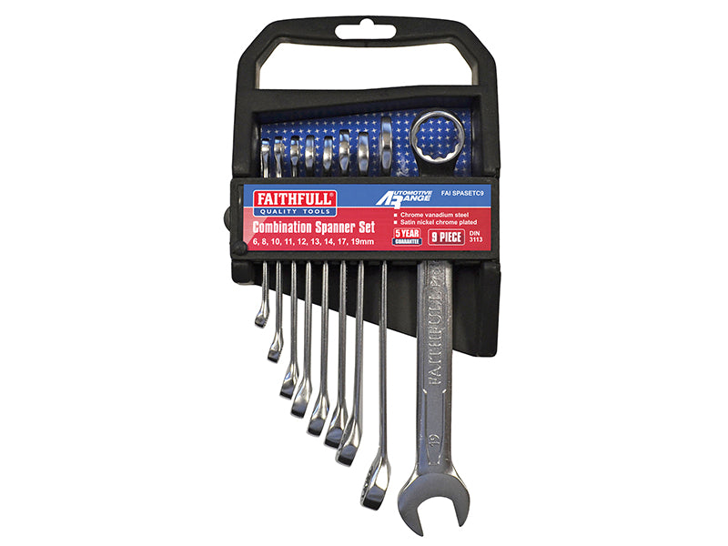 Chrome Vanadium Combination Spanner Set, 9 Piece                                