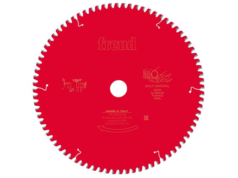 Multi-Material Mitre Saw Blade 305 x 30 x 2.6/2mm x 72T                         