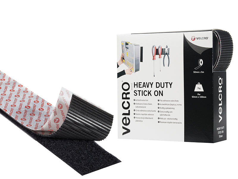 VELCRO® Brand Heavy-Duty Stick On Tape 50mm x 5m White