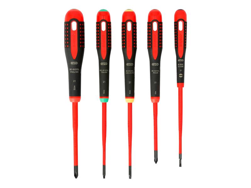 BE-9871SL ERGO™ Slim VDE Insulated Screwdriver Set, 5 Piece