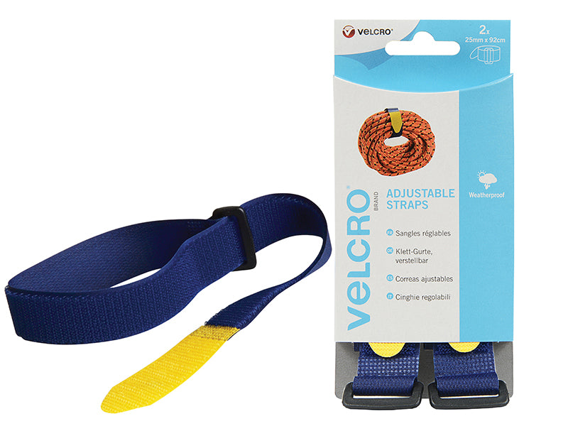 VELCRO® Brand Adjustable Straps (2) 25mm x 46cm Blue