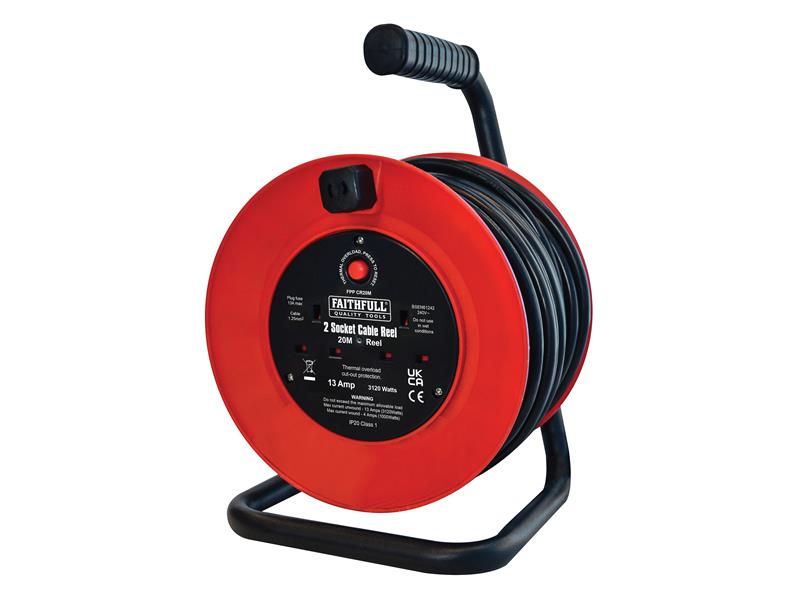 Open Drum Cable Reel 240V 13A 2-Socket 50m