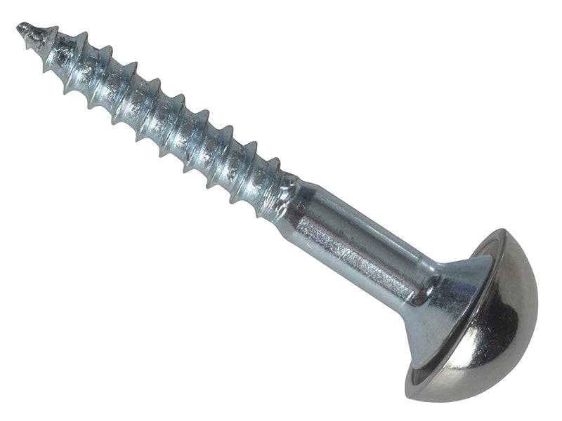 Mirror Screw Chrome Domed Top Slotted ZP 1.1/4in x 8 Forge Pack 8               