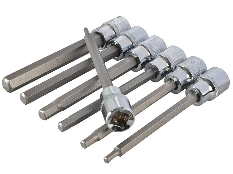 3/8in Drive Extra Long Hex Socket Bit Set, 7 Piece                              
