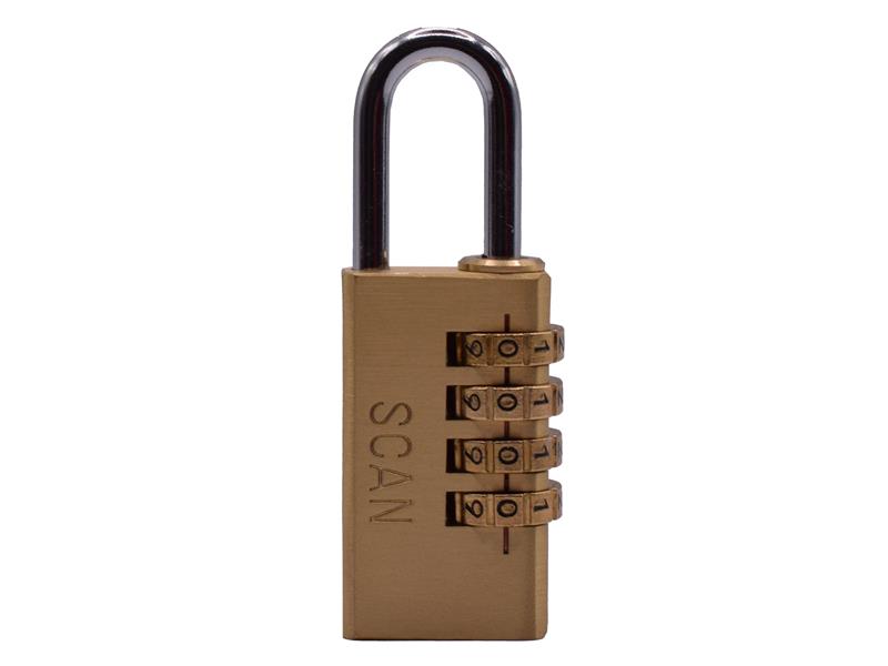 Brass Combination Padlock 50mm Long Shackle