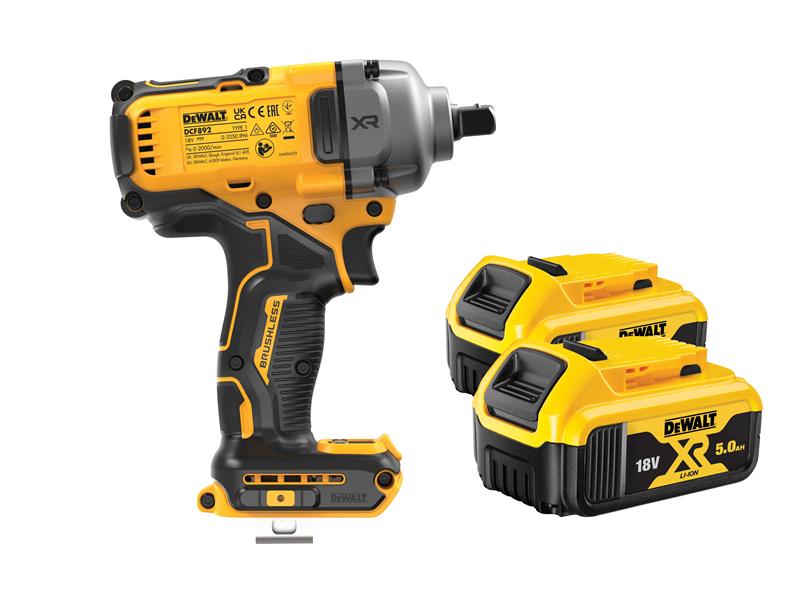 DCF892P2T XR BL High Torque 1/2in Impact Wrench 18V 2 x 5.0Ah Li-ion            
