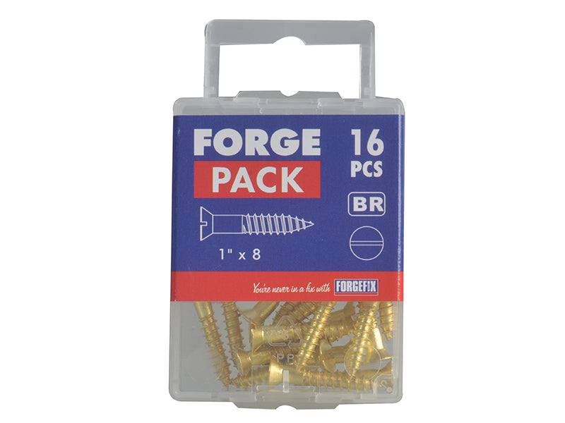 Wood Screw Slotted Raised Head Solid Brass 1in x 8 ForgePack 16                 