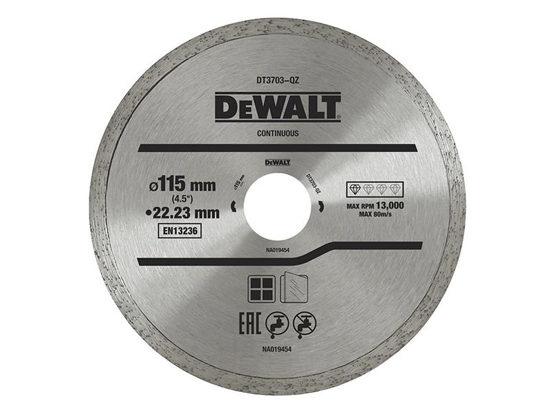 DT3711 Continuous Rim Diamond Cutting Disc 115 x 22.23mm                        