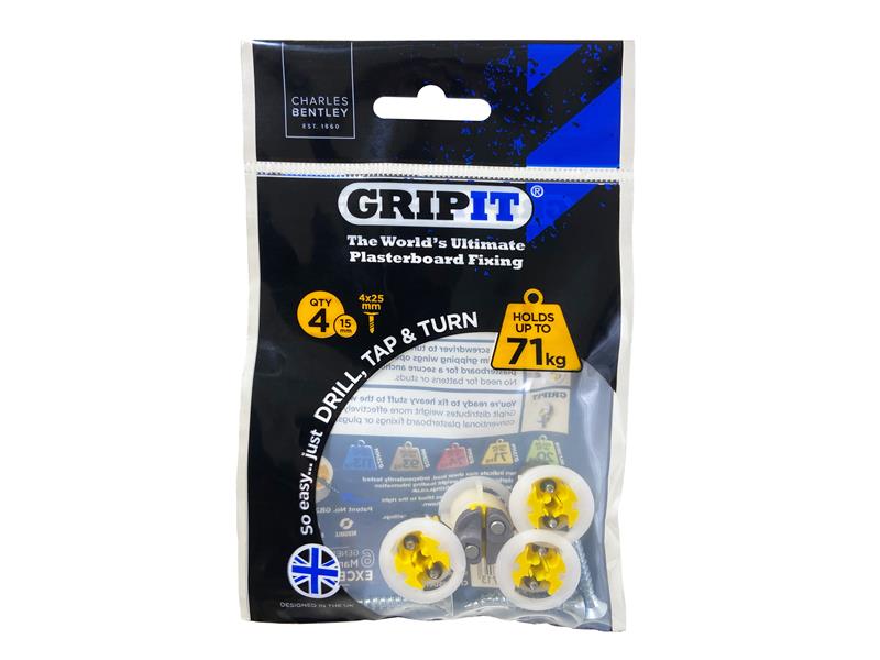 Yellow Plasterboard Fixings 15mm (Pack 4)                                       