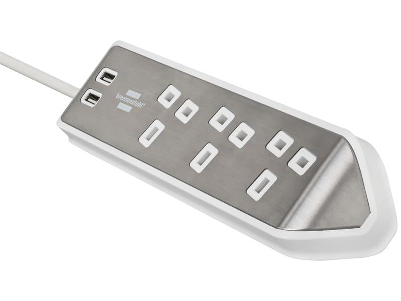 estilo Corner Extension Lead 240V 3-Gang 13A White 2m                           