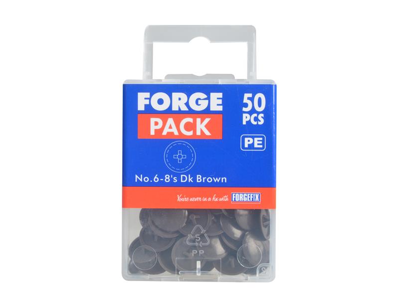 Pozi Compatible Cover Cap Dark Brown No.6-8 Forge Pack 50                       