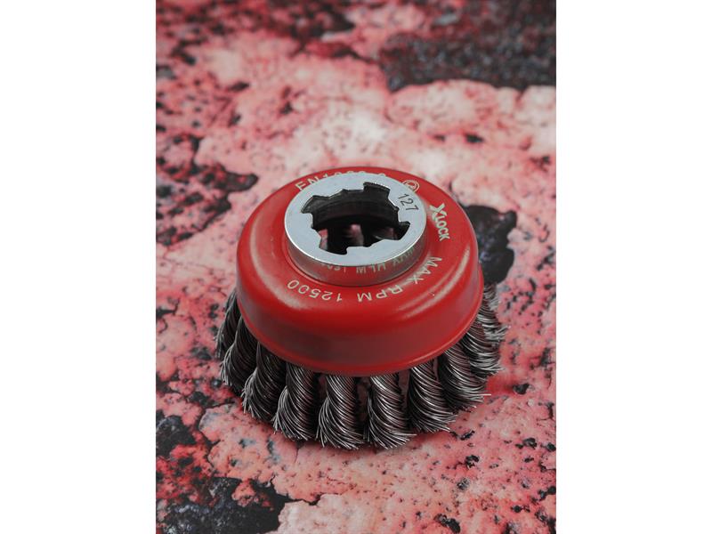 X-LOCK Wire Cup Brush Twist Knot 75mm M14x2, 0.50mm Steel Wire                  