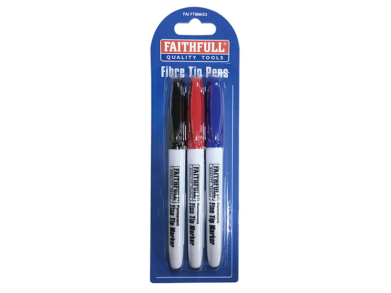 Fibre Tip Marker Pen Mixed (Pack 3)                                             