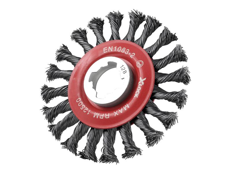 X-LOCK Conical Wire Brush 115mm M14x2, 0.50mm Steel Wire                        