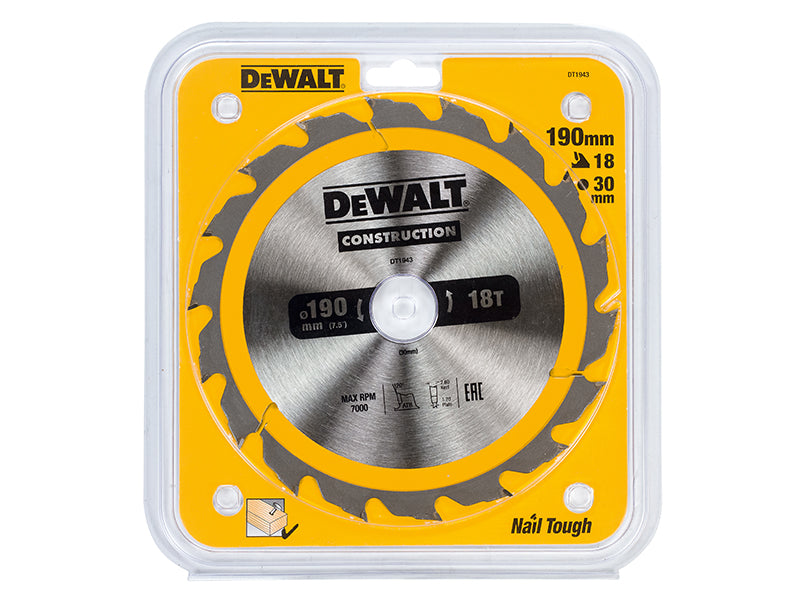 Portable Construction Circular Saw Blade 190 x 30mm x 18T                       