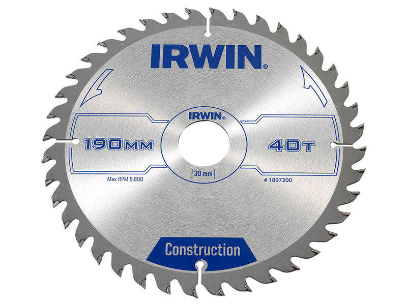 Construction Circular Saw Blade 190 x 30mm x 40T ATB                            