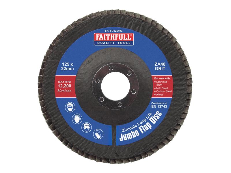 Zirconia Abrasive Jumbo Flap Disc 125 x 22mm Mixed Grit (3 Pack)