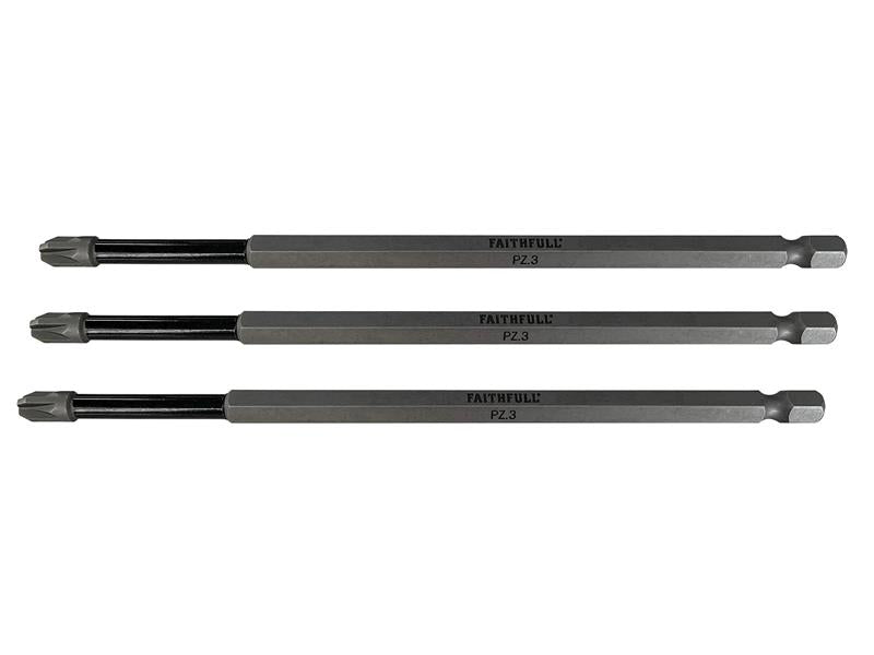 Pozidriv Impact Screwdriver Bits PZ3 x 75mm (Pack 3)