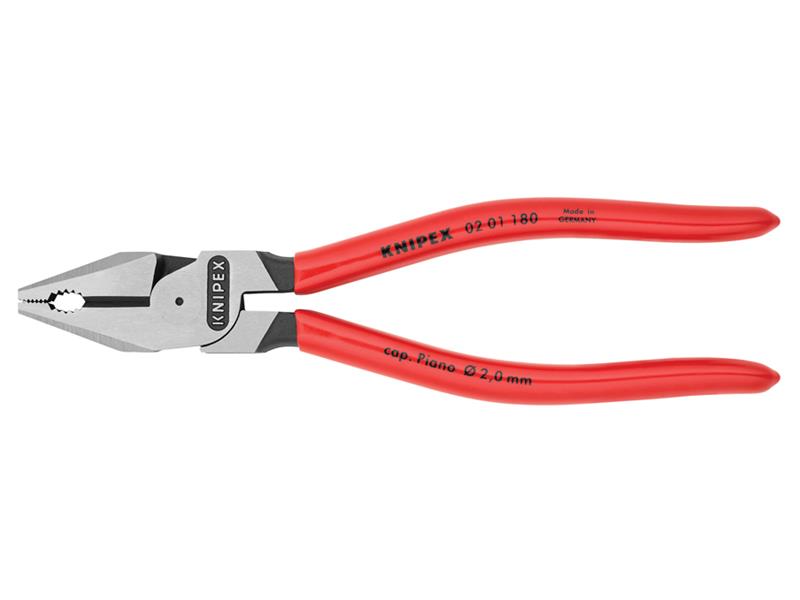 02 01 180 High Leverage Combination Pliers Plastic Coated Grip 180mm            