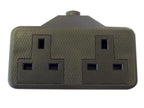 Trailing Socket 13A 2-Gang Black                                                