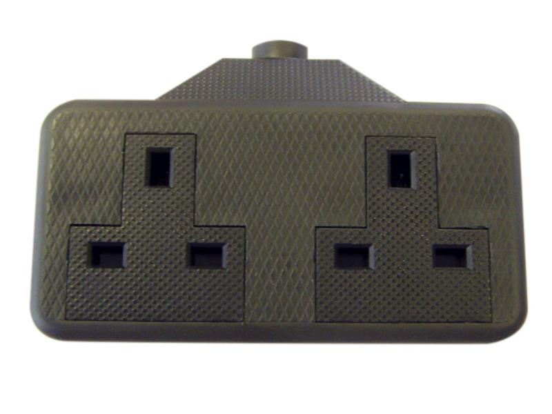Trailing Socket 13A 2-Gang Black                                                