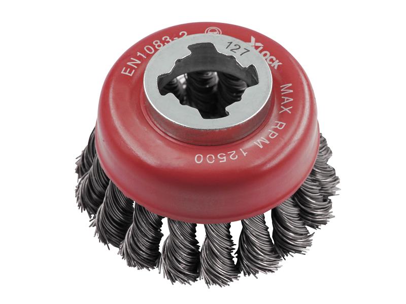 X-LOCK Wire Cup Brush Twist Knot 75mm M14x2, 0.50mm Steel Wire                  