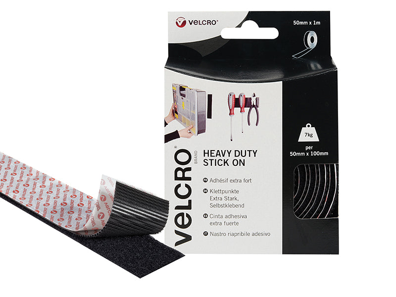 VELCRO® Brand Heavy-Duty Stick On Tape 50mm x 5m White