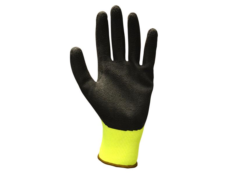Hi-Vis Yellow Foam Latex Coated Gloves - M (Size 8)