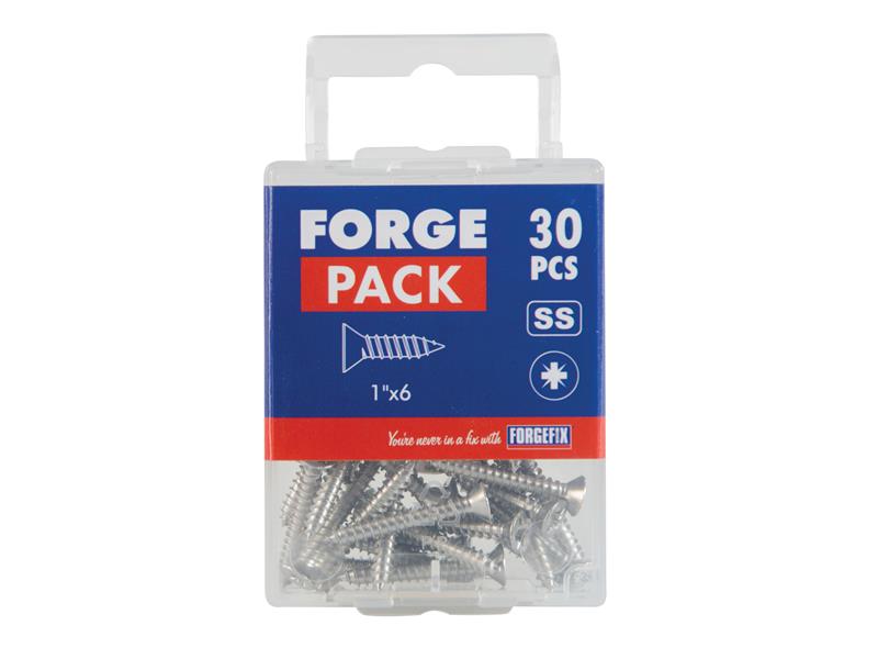 Self-Tapping Screw Pozi Compatible CSK A2 SS 1in x 6 ForgePack 30               