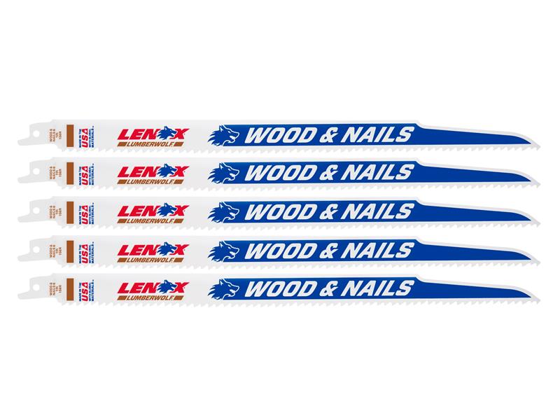 LumberWolf Reciprocating Saw Blade 305 x 19 x 1.3mm 6 TPI (Pack 5)