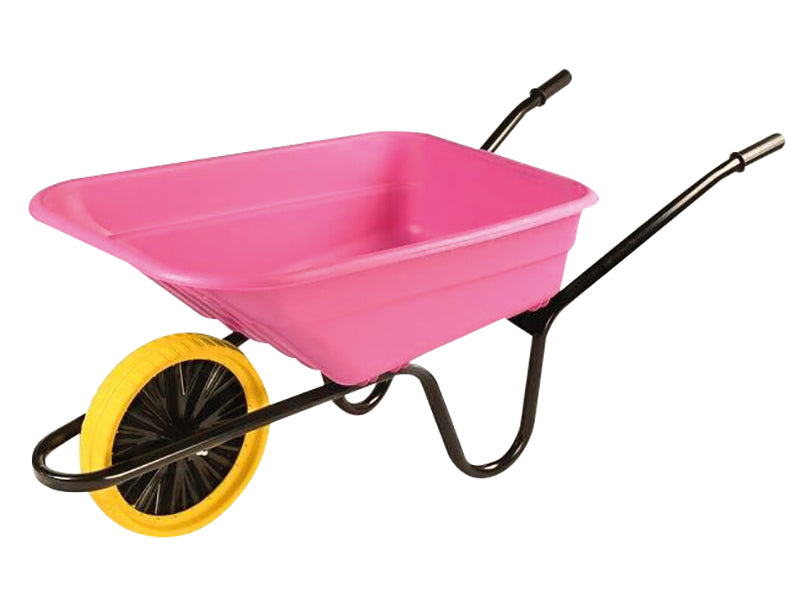90L Pink Polypropylene Wheelbarrow - Puncture Proof