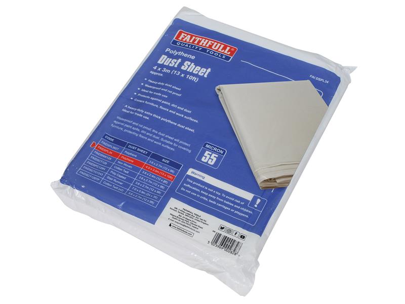 Heavy-Duty Polythene Dust Sheet 3 x 4m                                          