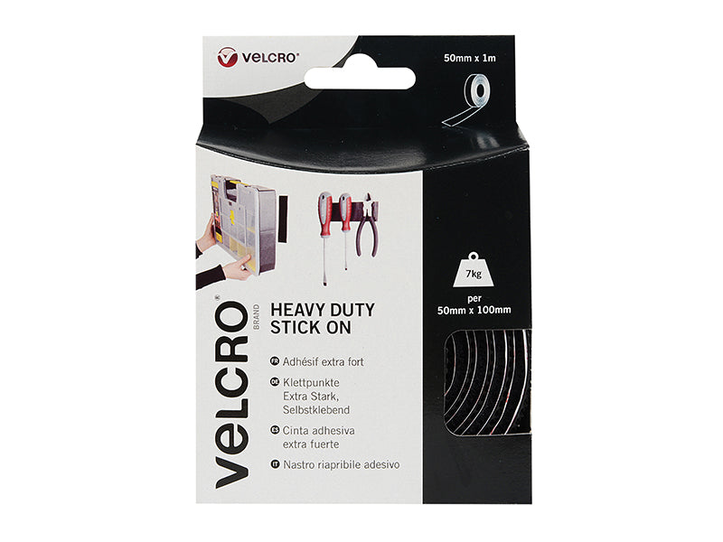 VELCRO® Brand Heavy-Duty Stick On Tape 50mm x 5m White
