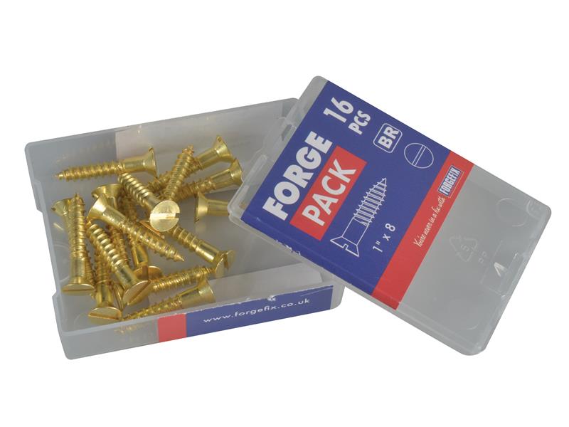 Wood Screw Slotted Raised Head Solid Brass 1in x 8 ForgePack 16                 