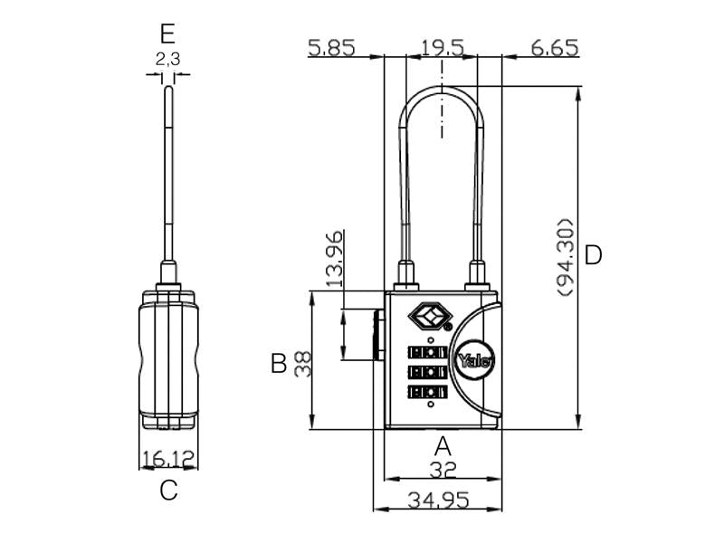 TSA Soft Shackle Padlock 32mm