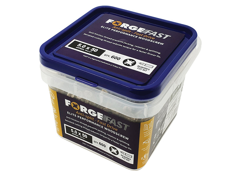 ForgeFast Pozi Compatible Elite Performance Wood Screw ZY 5.0 x 90mm Tub 350