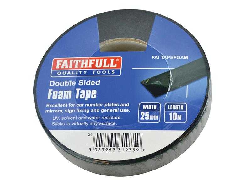 Double-Sided Foam Tape Black 25mm x 10m                                         