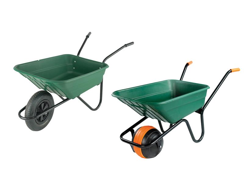 Boxed 90L Green Polypropylene Wheelbarrow
