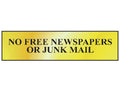 No Free Newspapers Or Junk Mail - Polished Chrome Effect 200 x 50mm