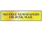 No Free Newspapers Or Junk Mail - Polished Chrome Effect 200 x 50mm