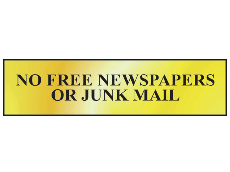 No Free Newspapers Or Junk Mail - Polished Chrome Effect 200 x 50mm