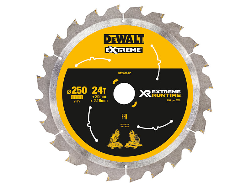 Extreme Runtime FlexVolt Mitre Saw Blade 250 x 30mm x 24T                       