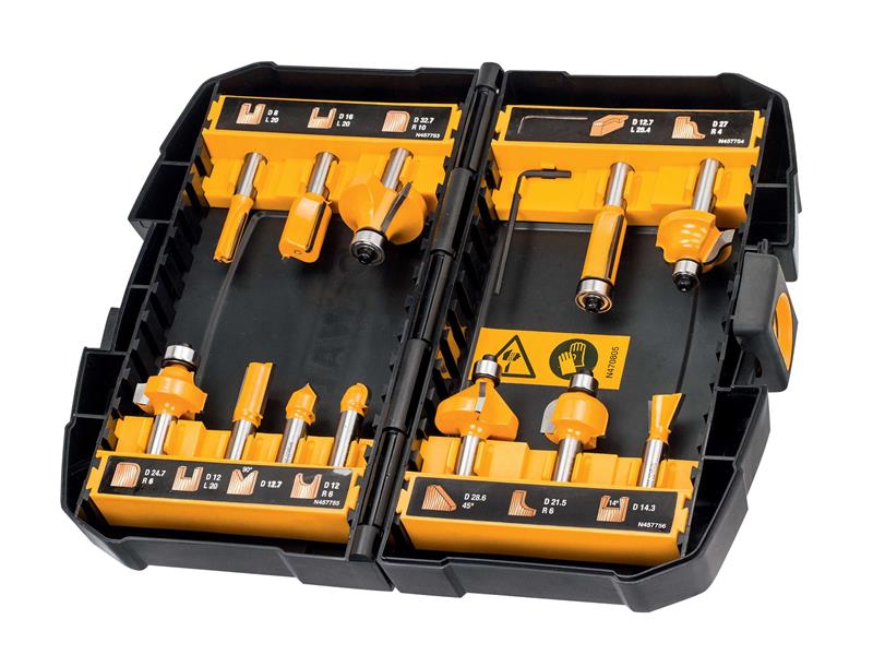 DT90016 8mm Router Bit Set, 12 Piece