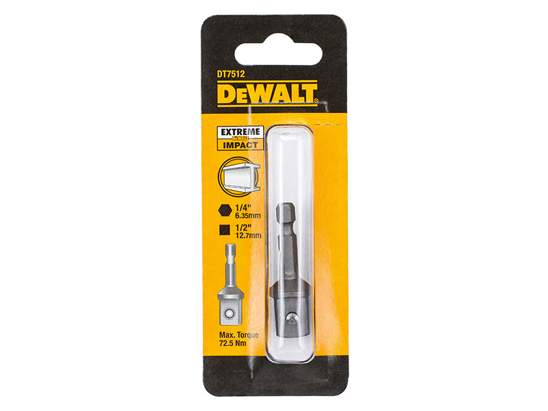 DT7512 1/4in Hex to 1/2in Drive Impact Adaptor                                  