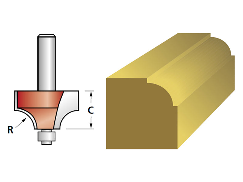 Router Bit TCT Ovolo 13.3mm 1/4in Shank                                         