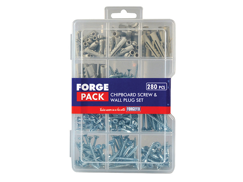 Screw & Wall Plug Kit ForgePack 280 Piece                                       