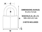 Solid Brass 70mm Padlock 6-Pin