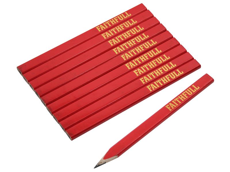 FSC Carpenter's Pencils - Red / Medium (Pack 10)                                
