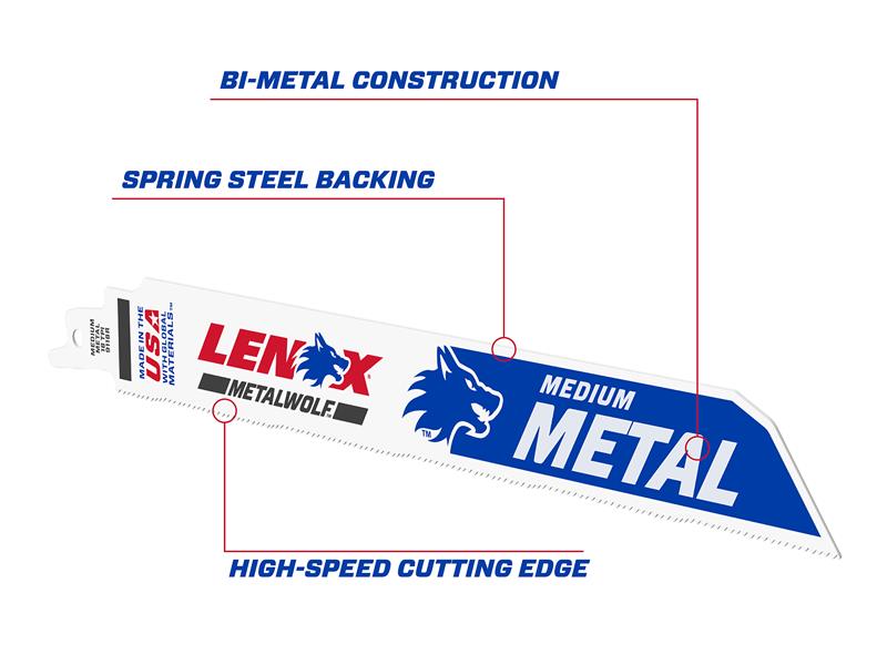 MetalWolf Wave Edge Reciprocating Saw Blade 229 x 25 x 1.1mm 14 TPI (Pack 5)
